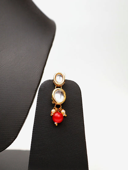 Kundan and Red Studs Necklace Set - UrbanNest Co