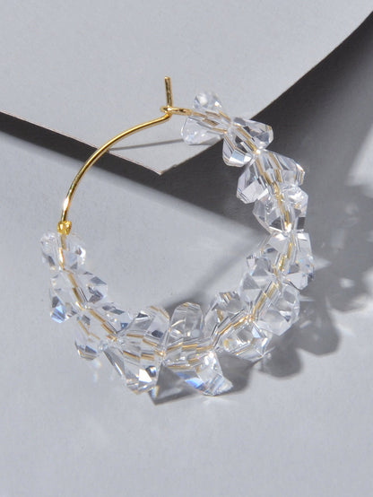 Ladies Jewellery Transparent Acrylic Beads Hoop Dangle Earrings Party Decoration - UrbanNest Co