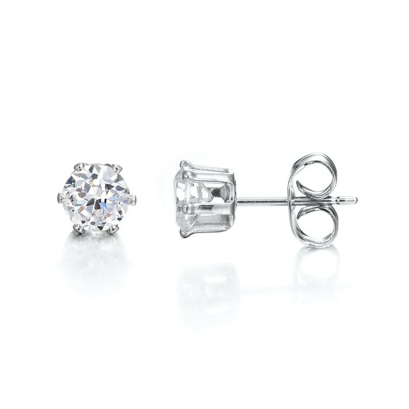 925 Sterling Silver Plated & Simulated Diamond Stud Earring - USA Made - UrbanNest Co