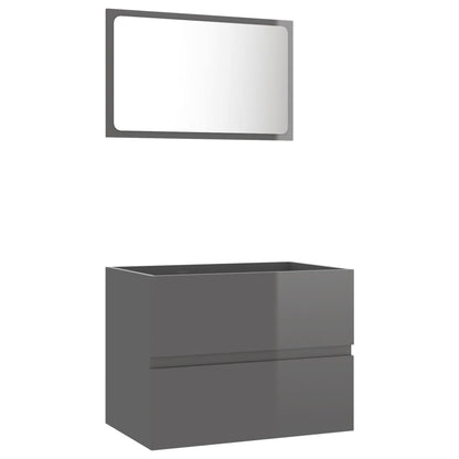 NNEVL 2 Piece Bathroom Furniture Set High Gloss Grey Chipboard - UrbanNest Co