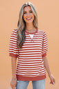 Stripe Short Bubble Sleeve T-Shirt - UrbanNest Co