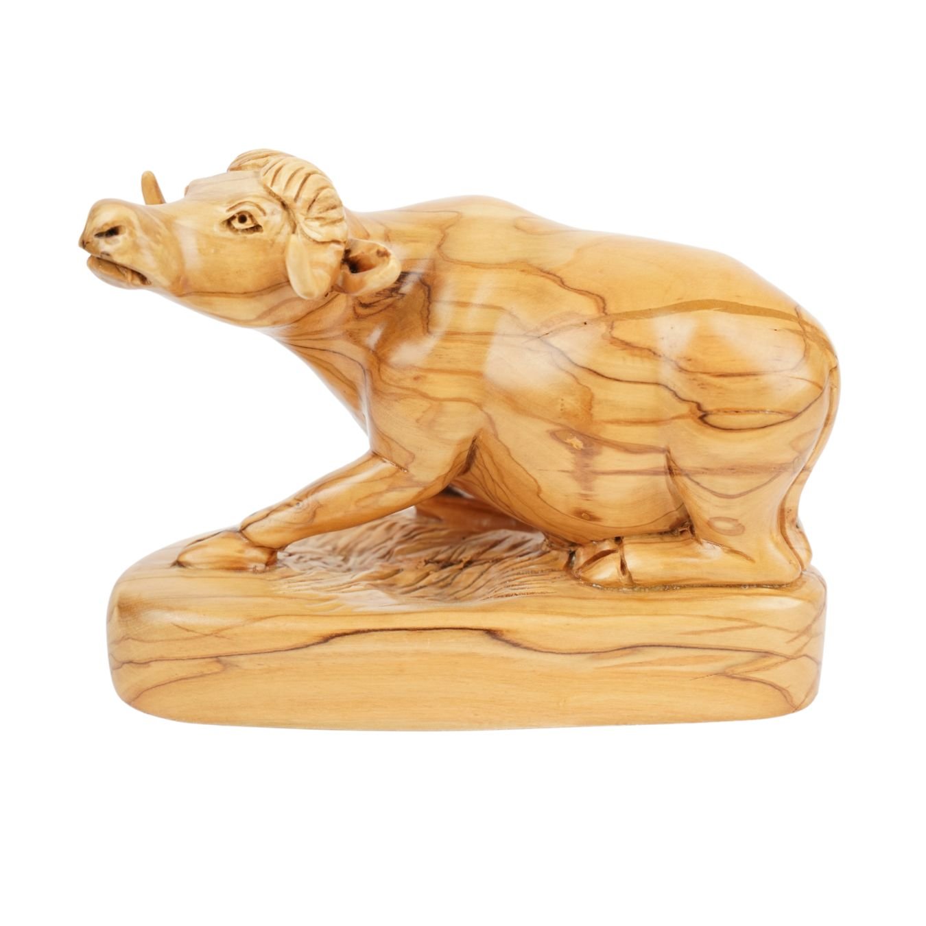 Handgeschnitzter Ochse aus Olivenholz – Exklusive Holzskulptur aus Bethlehem (18 cm) - UrbanNest Co