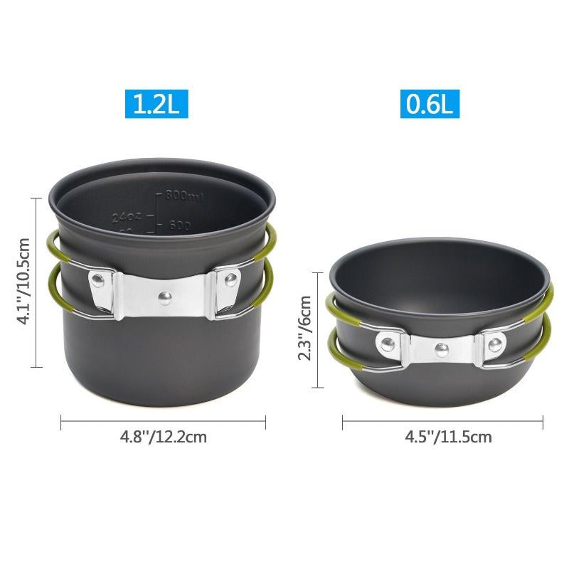 Camping Cookware Mess Kit with Mini Stove,Lightweight Pot Tank Bracket - UrbanNest Co