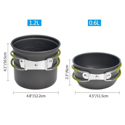 Camping Cookware Mess Kit with Mini Stove,Lightweight Pot Tank Bracket - UrbanNest Co