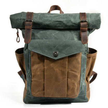 Men's Wax Canvas Backpack, Outdoor Hiking Large Capacity Waterproof Casual Travel Bag - UrbanNest Co