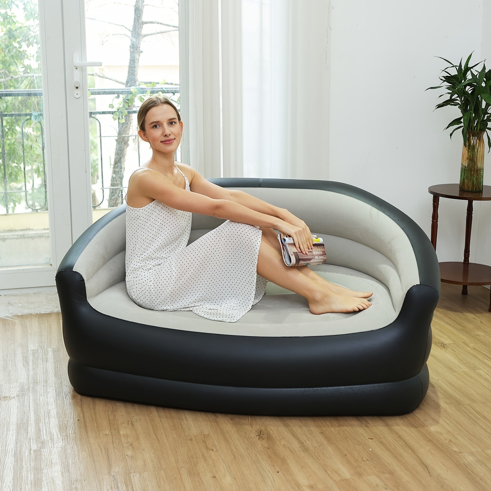 Double Inflatable Folding Sofa Plush Lounge Chair - UrbanNest Co