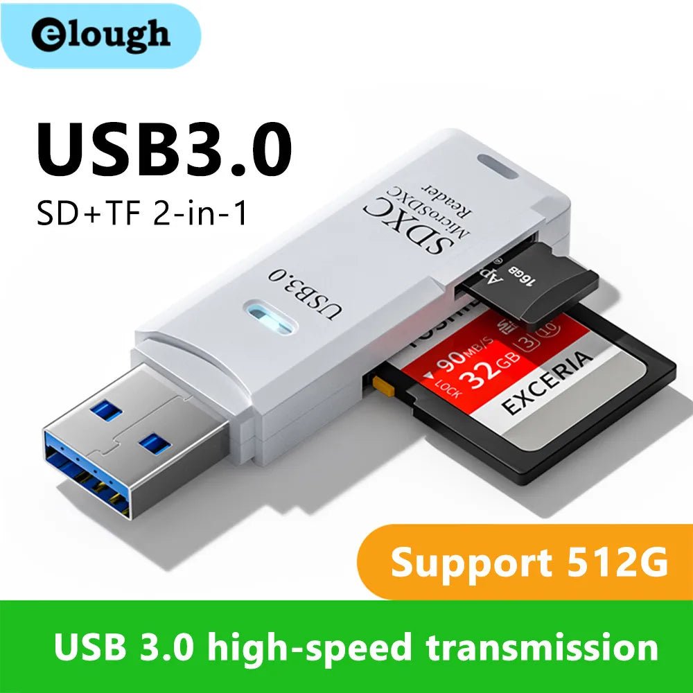 2 in 1 USB 3.0 Card Reader Micro TF sd card Reader usb adapter High Speed Cardreader TF Memory card For PC Laptop Accessories - UrbanNest Co