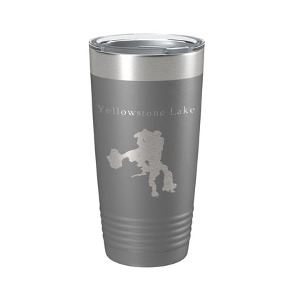Yellowstone Lake Map Tumbler Travel Mug Insulated Laser Engraved Coffee Cup Wyoming 20 oz - UrbanNest Co