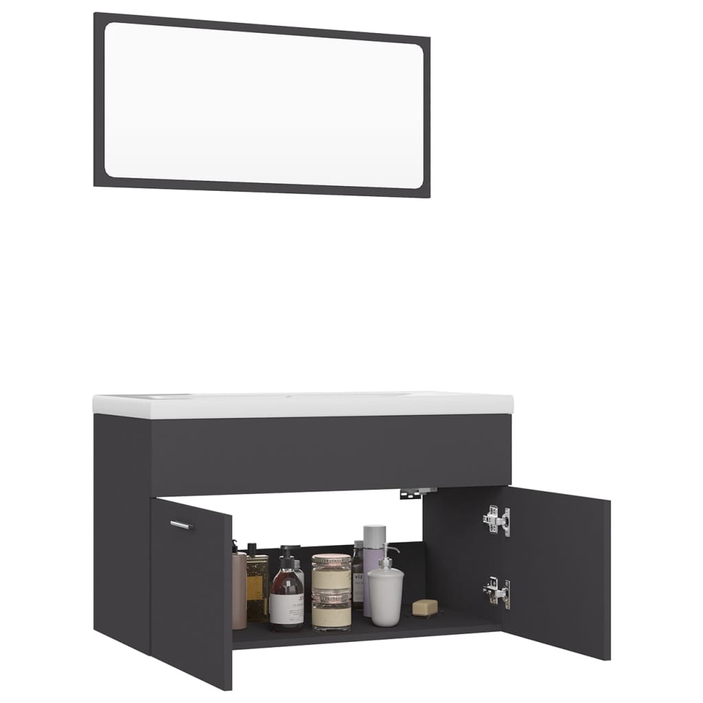 NNEVL Bathroom Furniture Set Grey Chipboard - UrbanNest Co