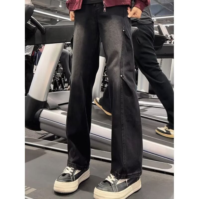 Street Style Asymmetrical Cut Denim Pants for Men - UrbanNest Co