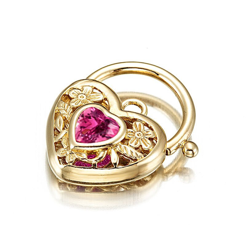 18ct Heavy Yellow Gold Plated Pink Filigree Heart Locket - USA Made - UrbanNest Co