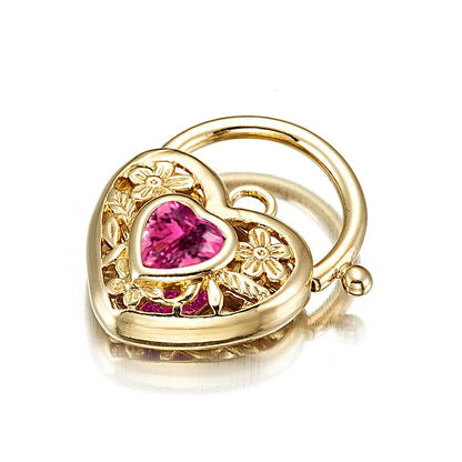 18ct Heavy Yellow Gold Plated Pink Filigree Heart Locket - USA Made - UrbanNest Co