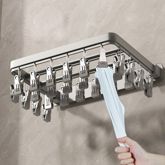 SOGA 2X Wall - Mounted Clothes Hanger Multi - Clamp Laundry Drying Wall Rack - UrbanNest Co