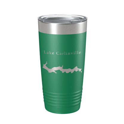 Lake Carlinville Map Tumbler Travel Mug Insulated Laser Engraved Coffee Cup Illinois 20 oz - UrbanNest Co