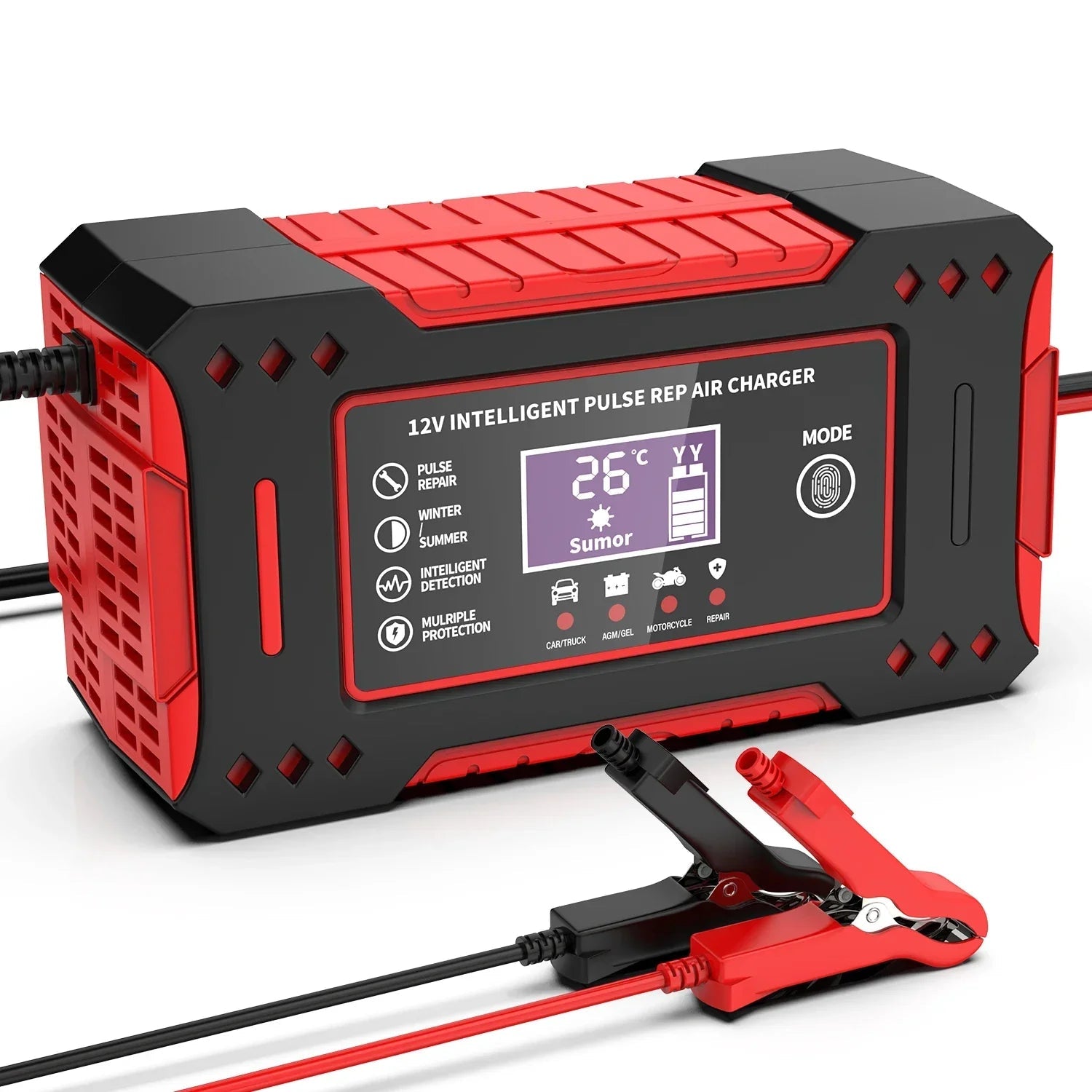 6A 12V Smart Car Battery Charger Lead - Acid Battery Red - UrbanNest Co
