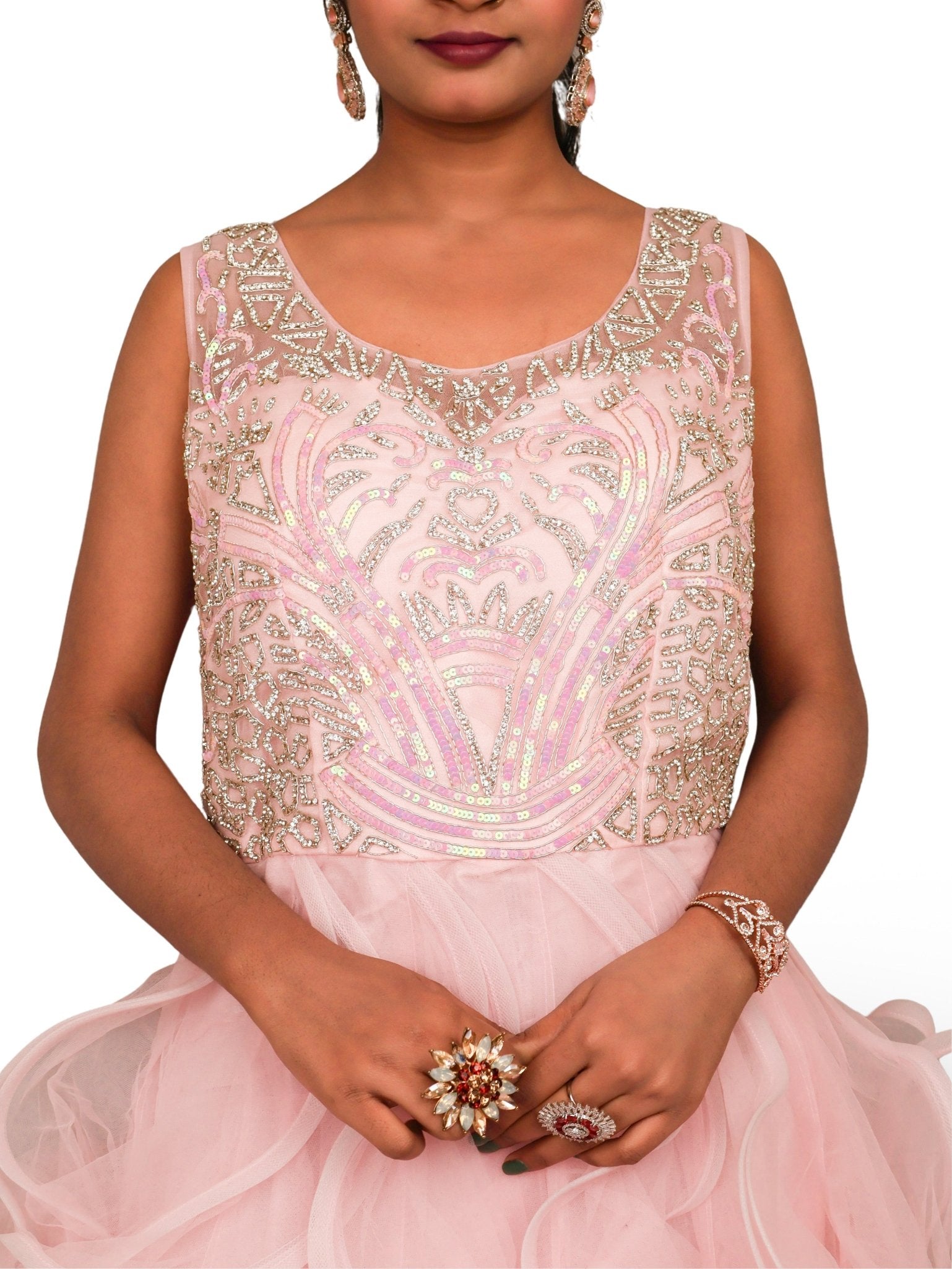 Net Fabric Gown with Stone & Sequin by Shreekama - UrbanNest Co