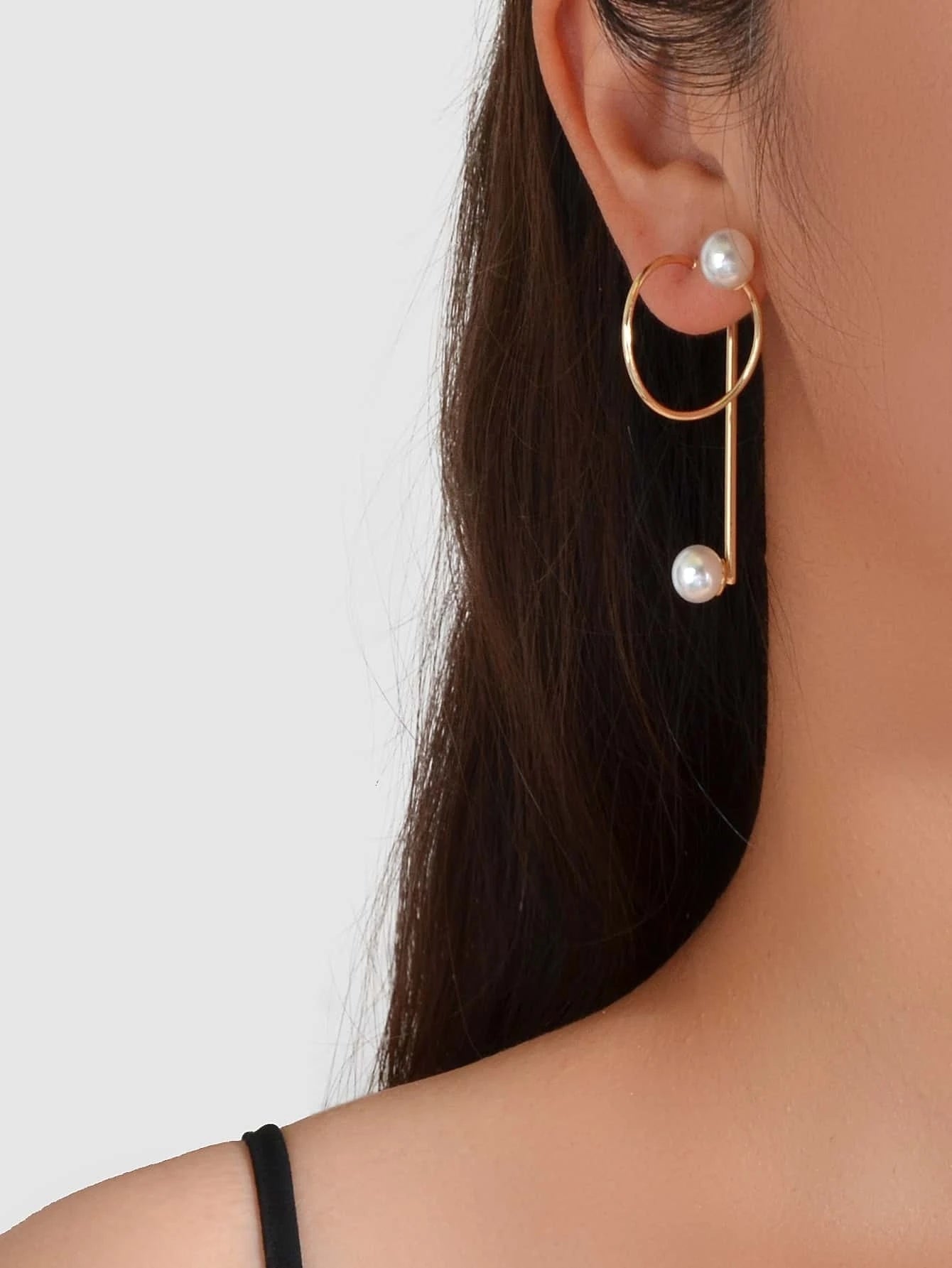 Fashion Jewellery Pearl Gold Circle Stud Curve Stud Earrings Ear Party Teen Gift - UrbanNest Co