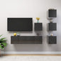 NNEVL 6 Piece TV Cabinet Set High Gloss Grey Chipboard - UrbanNest Co