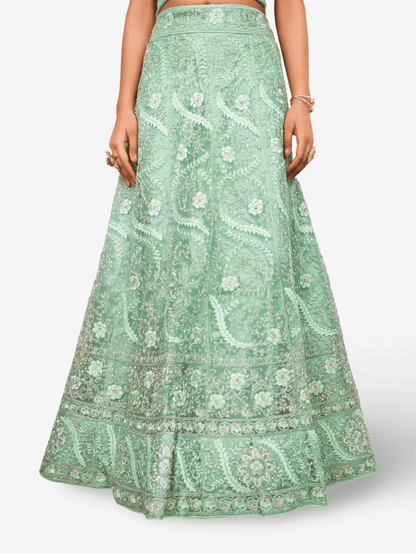Semi - Stitched Lehenga with American Diamond & Zari Thread Work by Shreekama - UrbanNest Co