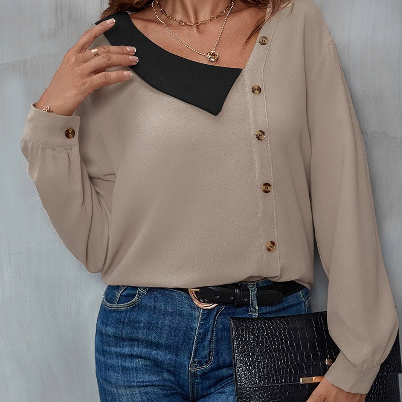 V - Neck Long Sleeve Casual Shirt for Women - UrbanNest Co