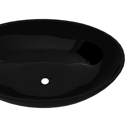 NNEVL Luxury Ceramic Basin Oval - shaped Sink Black 40 x 33 cm - UrbanNest Co
