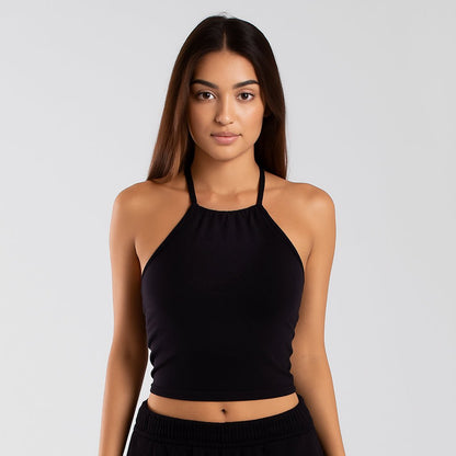 6026 - Women's Cropped Neck - Tie Halter Top - UrbanNest Co
