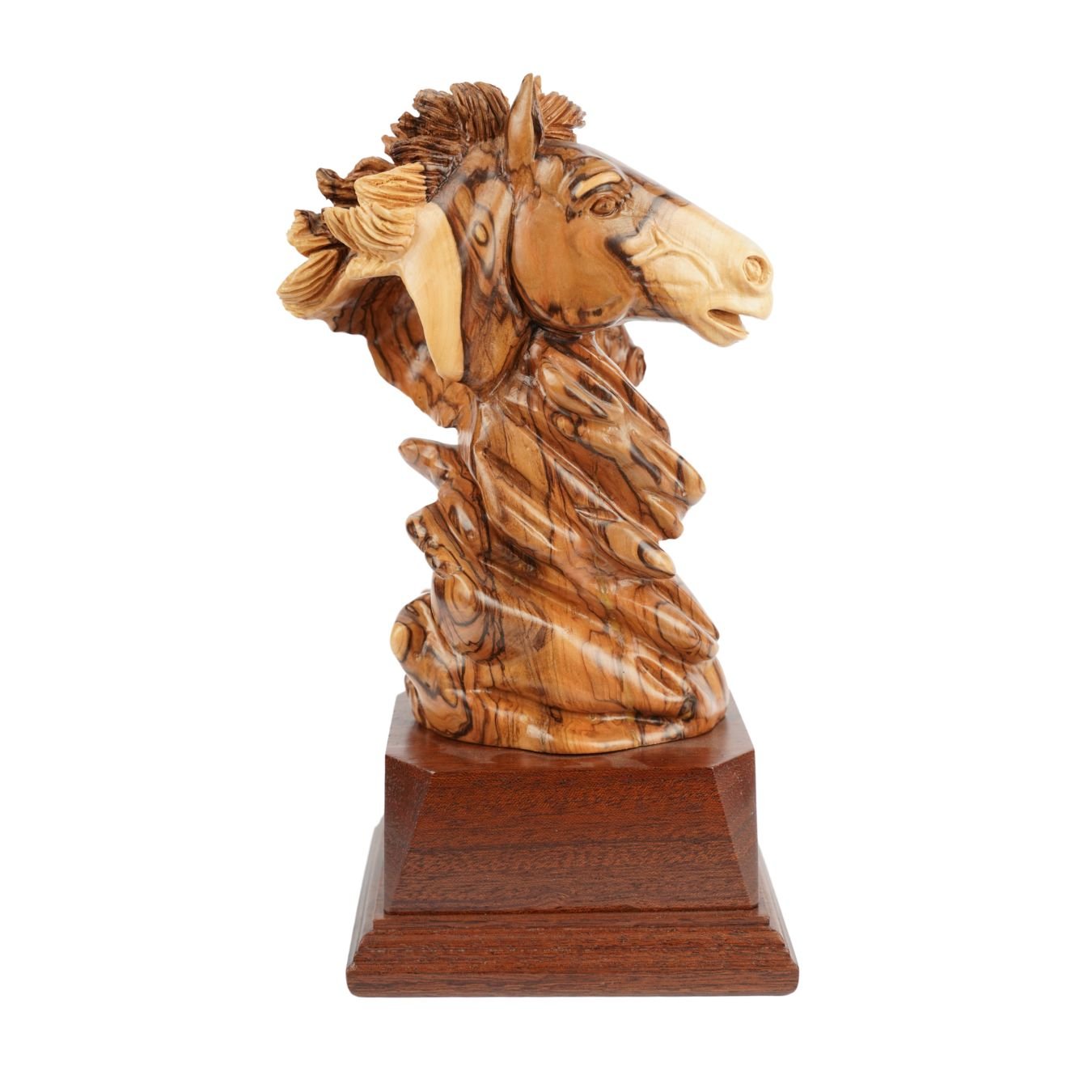 Pferde - Duo aus Olivenholz – Handgeschnitzte Skulptur aus Bethlehem (26 cm) - UrbanNest Co