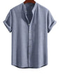 Men's Stand Collar Slim Fit Linen - Cotton Suit Set - UrbanNest Co