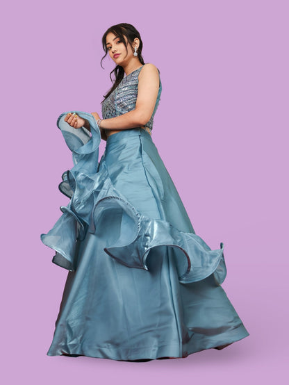 Sequin & Cut Dana Lehenga Choli Set - UrbanNest Co