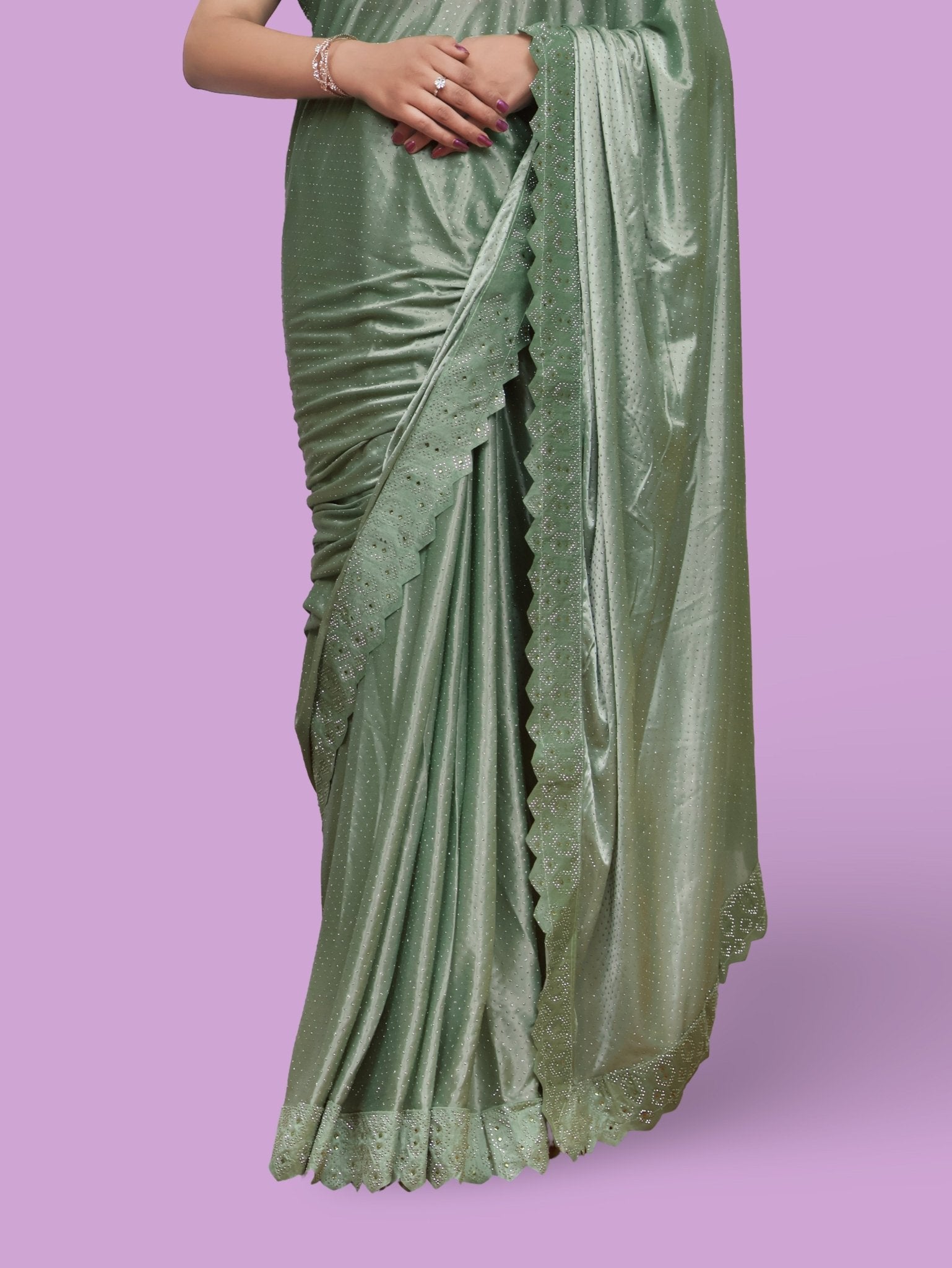 Designer Saree with Heavy Rhinestone & Glitter Work by Shreekama - UrbanNest Co