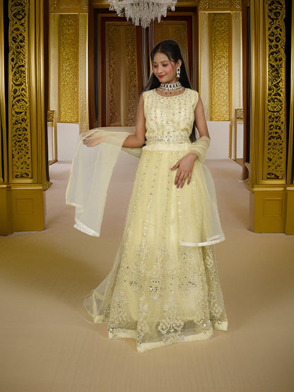 Designer Lehenga Choli with Embroidery and Mirror Peal Work by Shreekama - UrbanNest Co