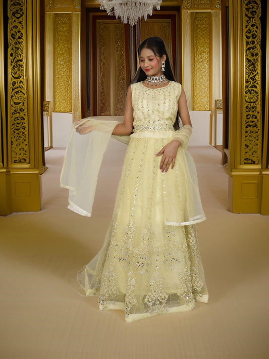 Designer Lehenga Choli with Embroidery and Mirror Peal Work by Shreekama - UrbanNest Co