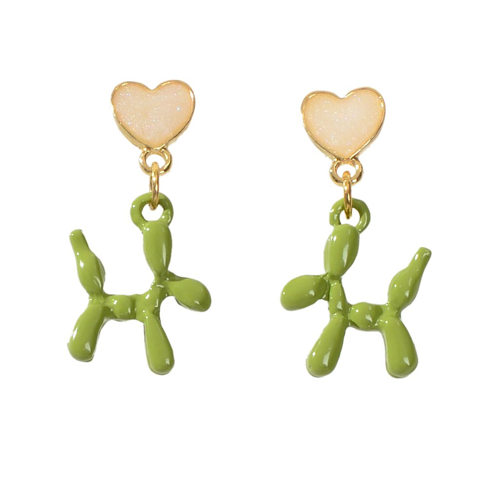 Lovely Jewellery Heart Green Dog Dangle Earrings Wholesale Price Cartoons Gift - UrbanNest Co