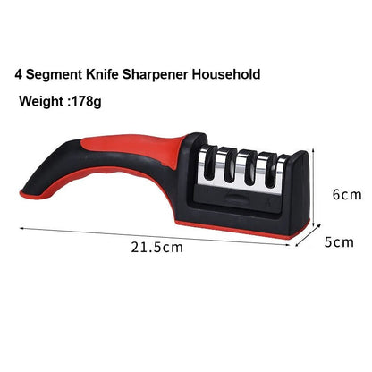 Kitchen 4Segment Knife Sharpener Household Multi - Functional Hand - Held Three - Purpose Black Sharpening Stone - UrbanNest Co