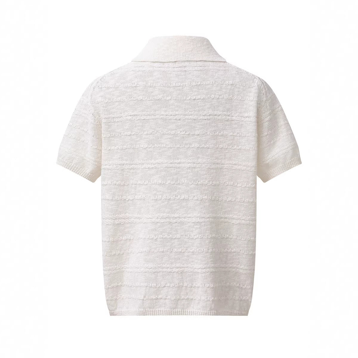 Flip collar pullover short sleeved knitted sweater - UrbanNest Co