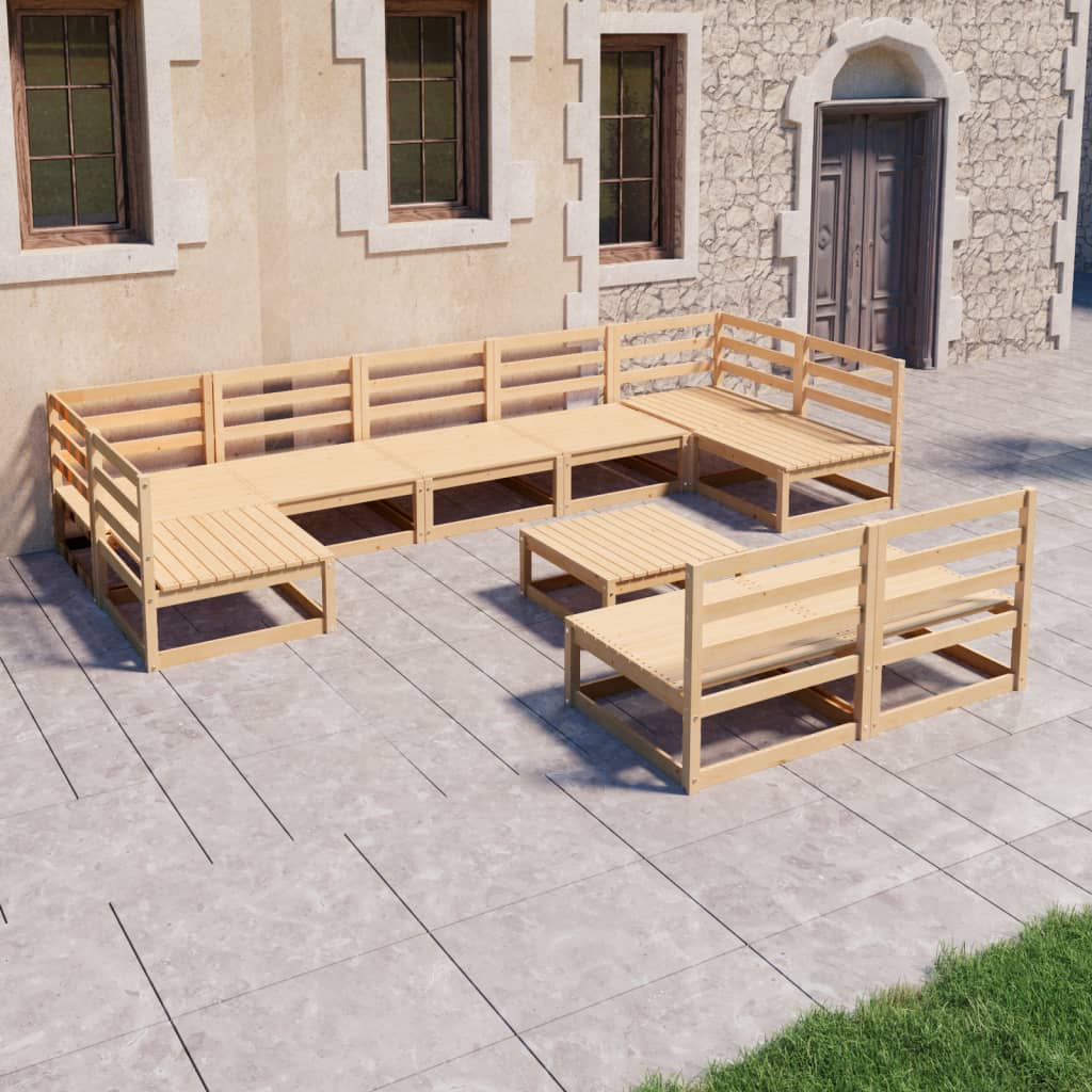 NNEVL 10 Piece Garden Lounge Set Solid Pinewood - UrbanNest Co