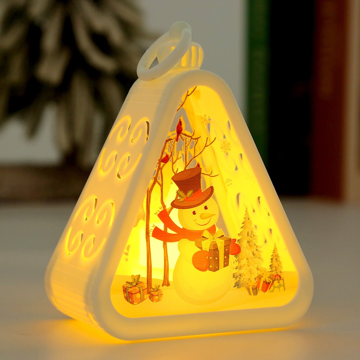 NNEDSZ White Snowman Charming Christmas Scene Mini Lanterns (Set of 3) - Battery Operated LED Lights for a Cozy Holiday Glow - UrbanNest Co