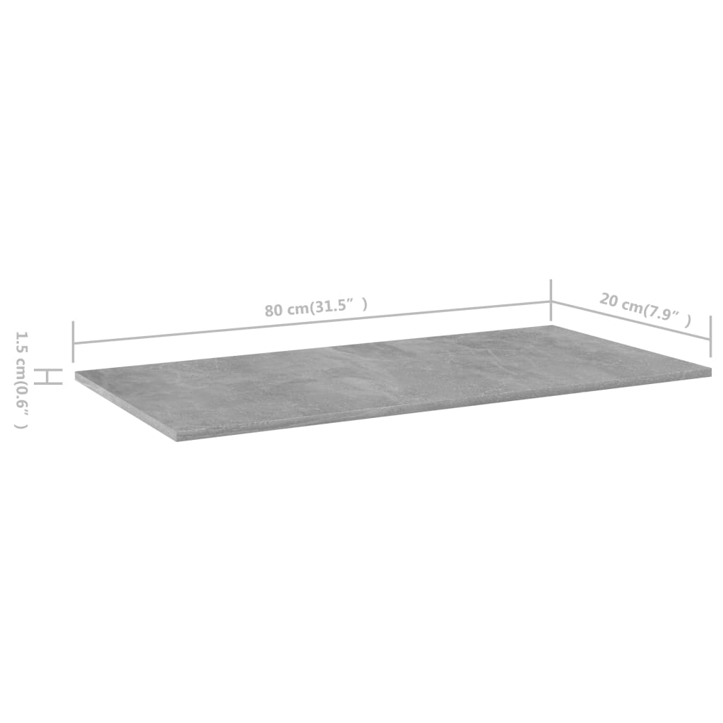 NNEVL Bookshelf Boards 8 pcs Concrete Grey 80x20x1.5 cm Chipboard - UrbanNest Co