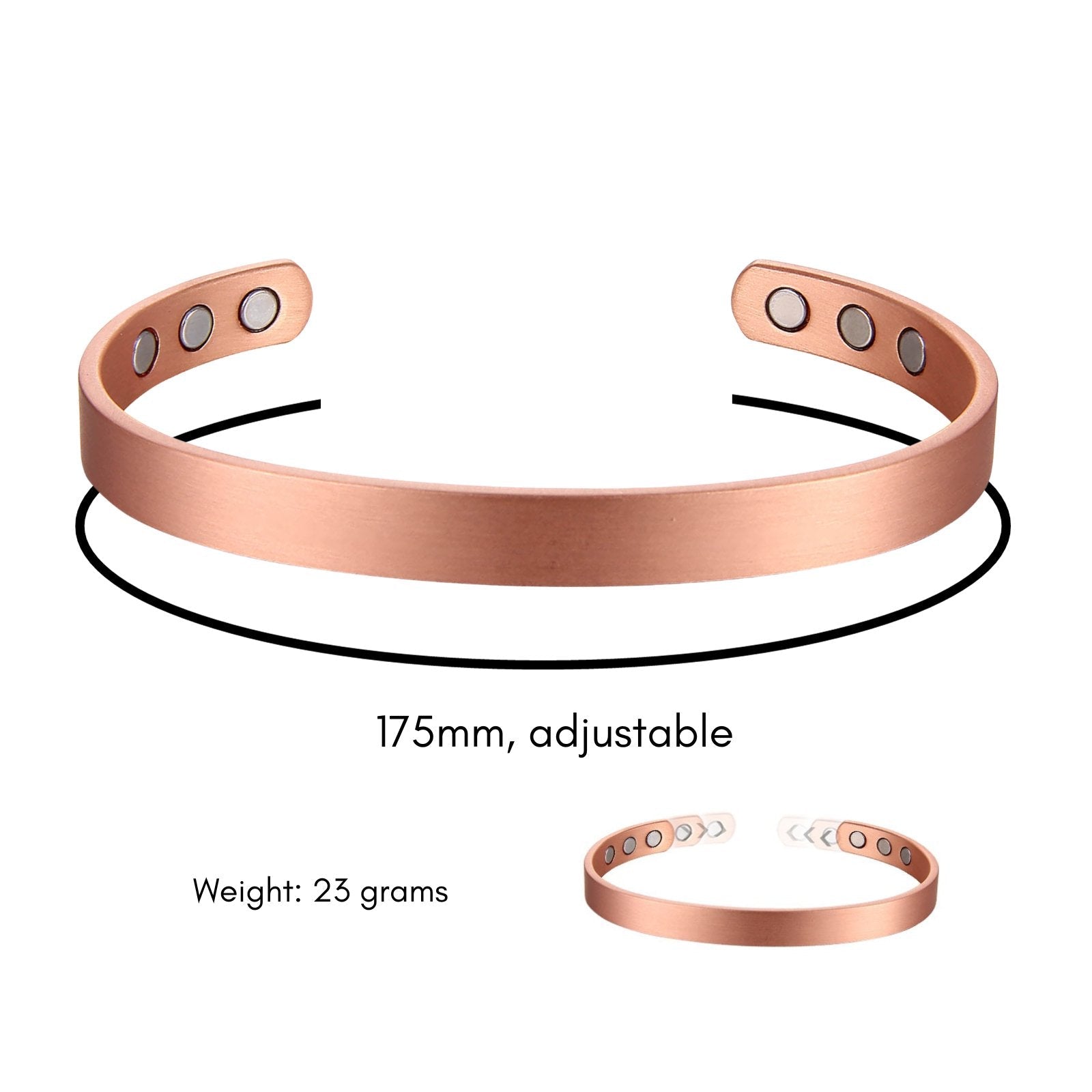Pure Copper Magnetic Therapy Bracelet - Plain Brushed Design - UrbanNest Co