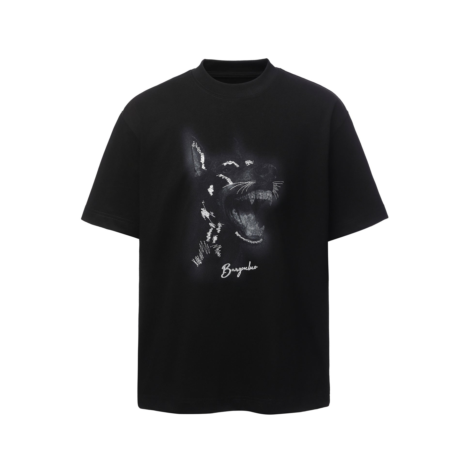 Embroidered printed T-shirt with loose five quarter sleeves - UrbanNest Co