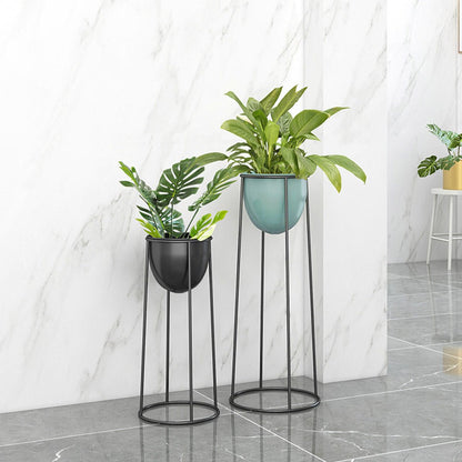 SOGA 70cm Round Wire Metal Flower Pot Stand with Black Flowerpot Holder Rack Display - UrbanNest Co