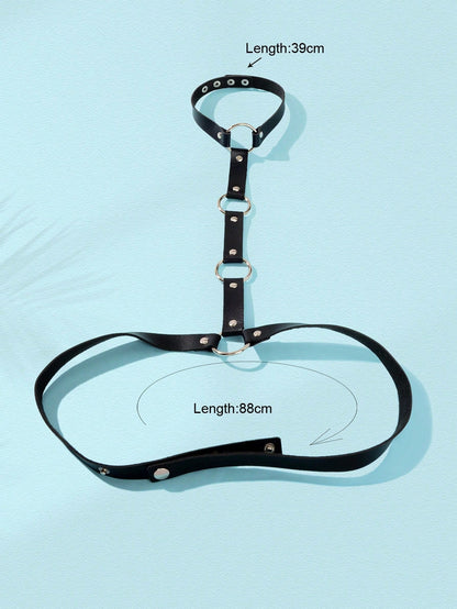 Punk Black PU Leather Body Belly Harness Waist Chain Rave Adjustable Nightclub Body Jewelry - UrbanNest Co