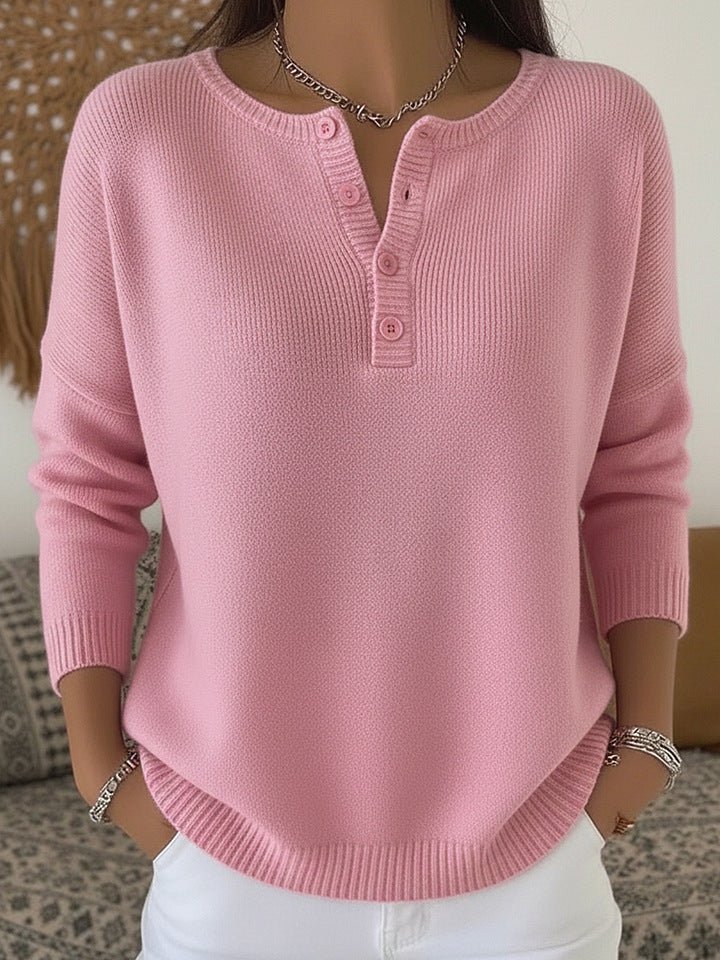 Woolen button V - neck women's sweater - UrbanNest Co