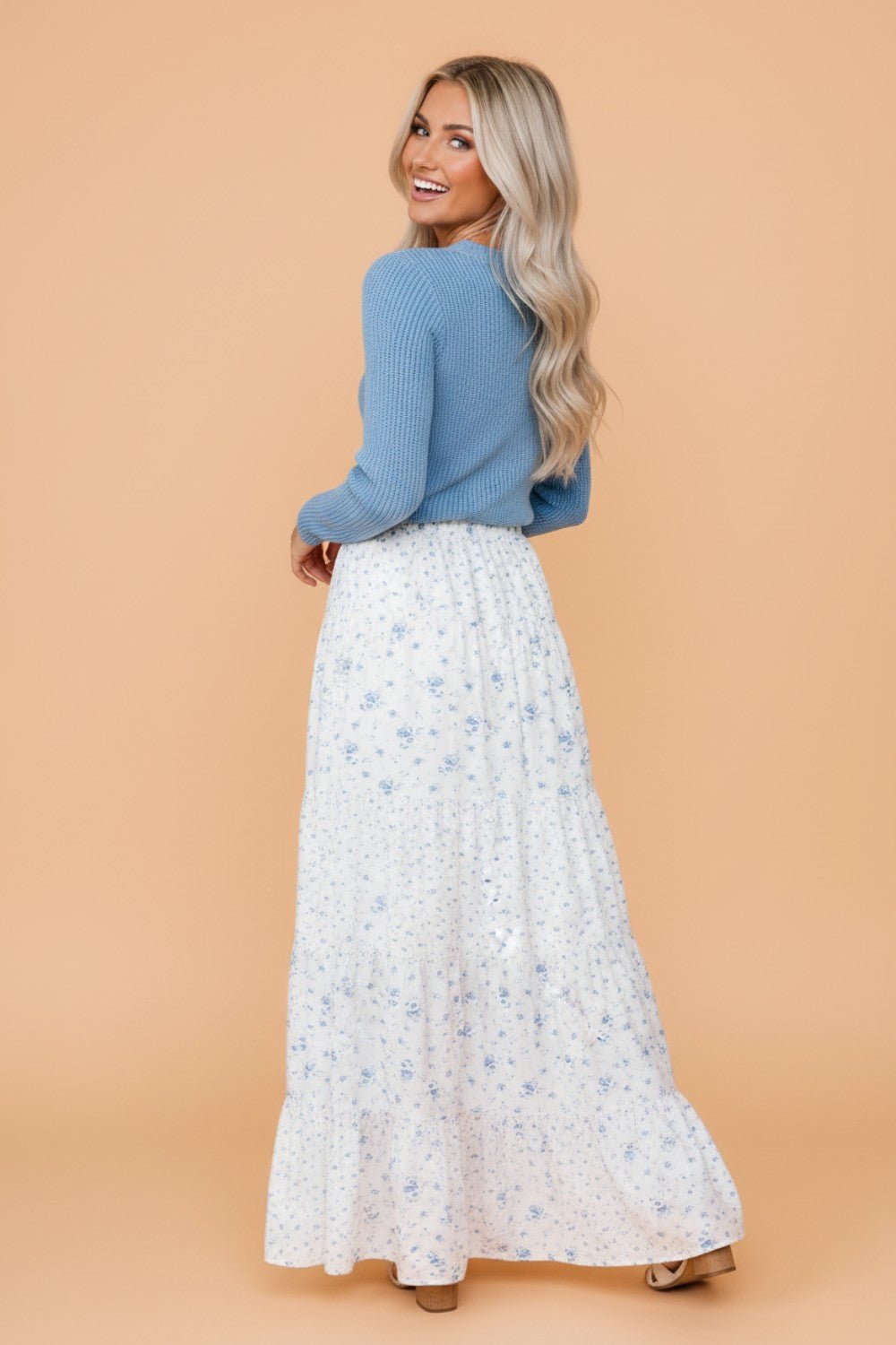 Floral Patchwork High Waist Tiered Maxi Skirt - UrbanNest Co