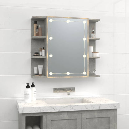 NNEVL Mirror Cabinet with LED Concrete Grey 70x16.5x60 cm - UrbanNest Co