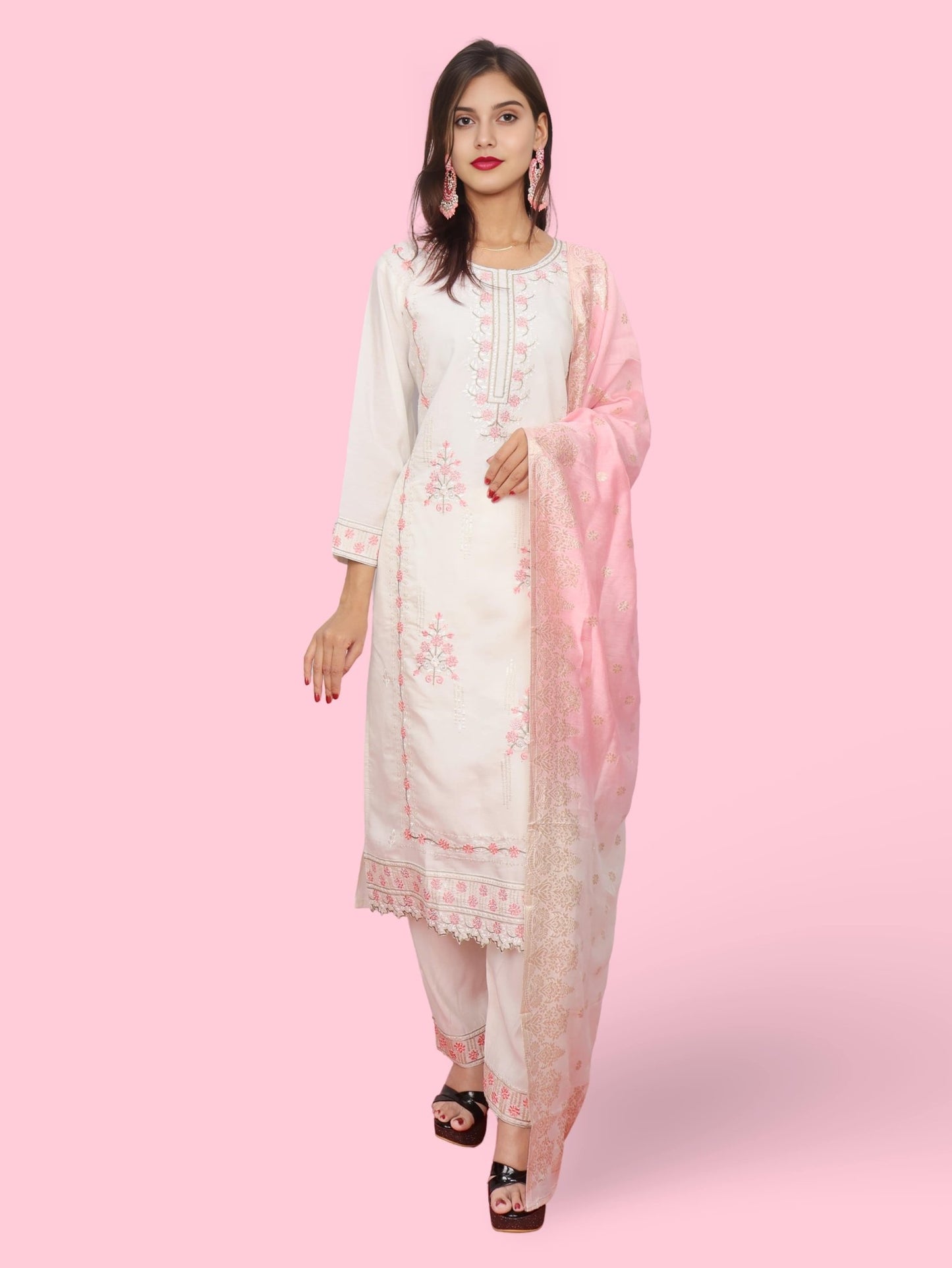 Women's Cotton Rayon Kurta - Pant, and Dupatta Set - UrbanNest Co