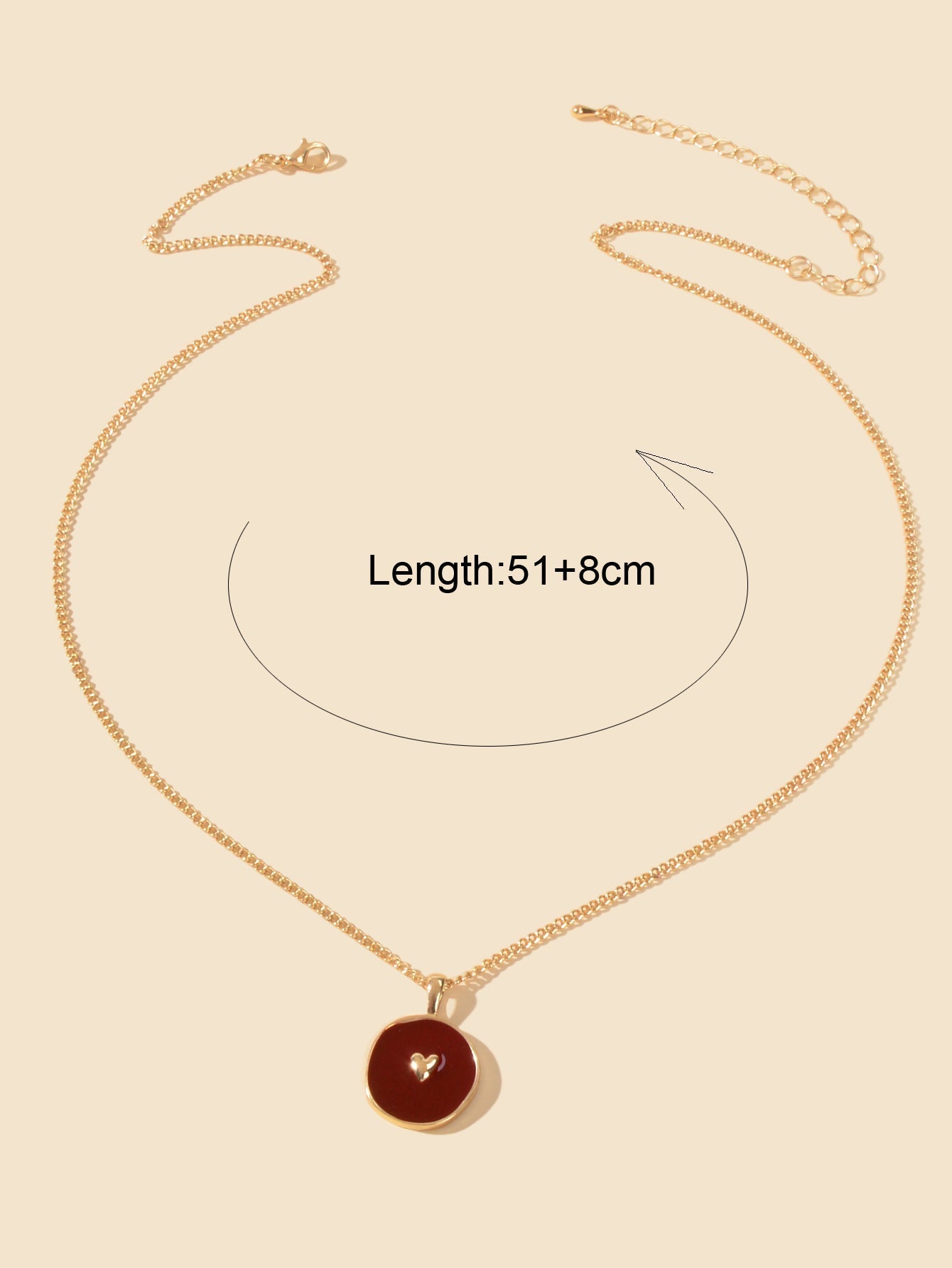 Fashion Accessories Gold Chain Heart Windred Enamel Round Charm Ladies Necklace - UrbanNest Co