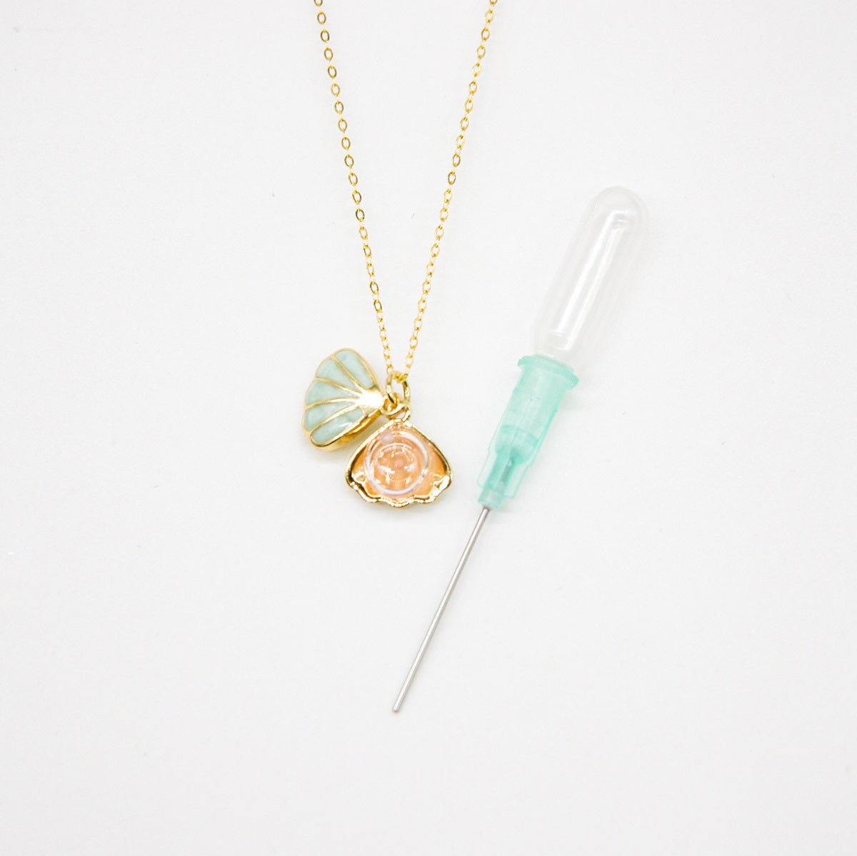 Green Shell Murano Aroma Necklace - Paradise Peach | Energy & Healing | Diffuse on the go | Sterling Silver Gift - UrbanNest Co