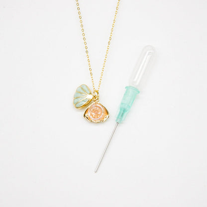 Green Shell Murano Aroma Necklace - Paradise Peach | Energy & Healing | Diffuse on the go | Sterling Silver Gift - UrbanNest Co