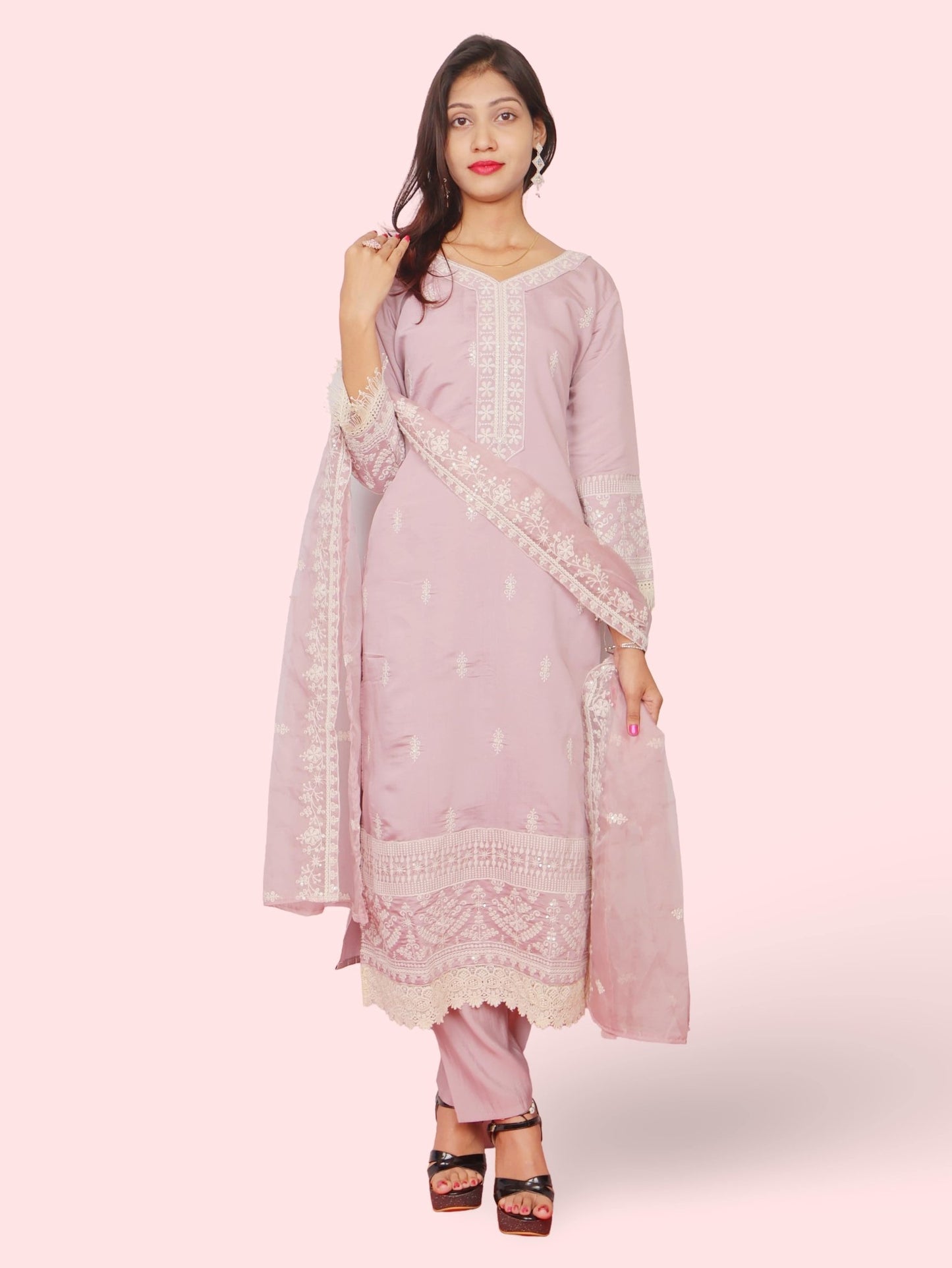Women's Cotton - Silk Straight Suit with Dupatta - UrbanNest Co